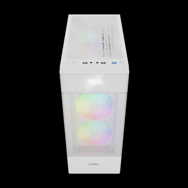 Gamdias Aura GC5 Elite With Digital Display ARGB Mid-Tower Case White - Image 3