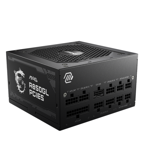 MSI MAG A850GL PCIE5 – 850 Watt 80 Plus Gold Certified Fully Modular Power Supply