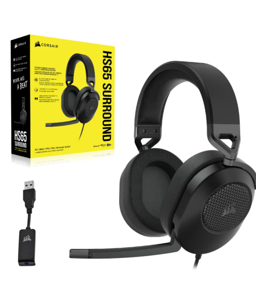 CORSAIR HS65 SURROUND Wired Carbon Gaming Headset