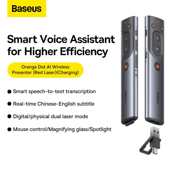 Baseus Orange Dot AI Wireless Presenter (Red Laser) (Charging) - Image 10