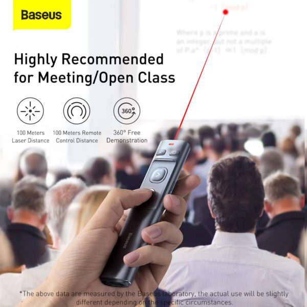 Baseus Orange Dot Wireless Presenter (Red Laser)(Charging) – Grey - Image 7