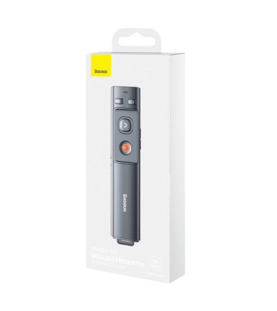 Baseus Orange Dot Wireless Presenter (Red Laser)(Charging) – Grey
