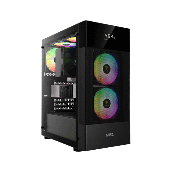 Gamdias Aura GC5 Elite With Digital Display ARGB Mid-Tower Case Black