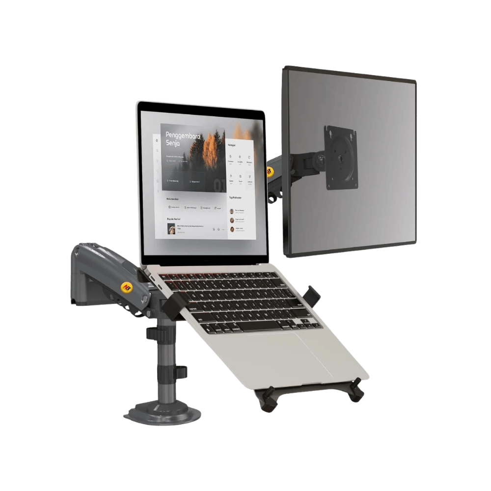 NORTH BAYOU H180-FP DUAL DESK ARM LAPTOP 10-17" + MONITOR MOUNT 17-27"