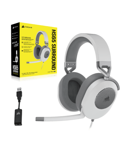 CORSAIR HS65 SURROUND Wired Gaming Headset - White